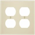 Leviton 2-Gang Smooth Plastic Outlet Wall Plate, Ivory 001-86016